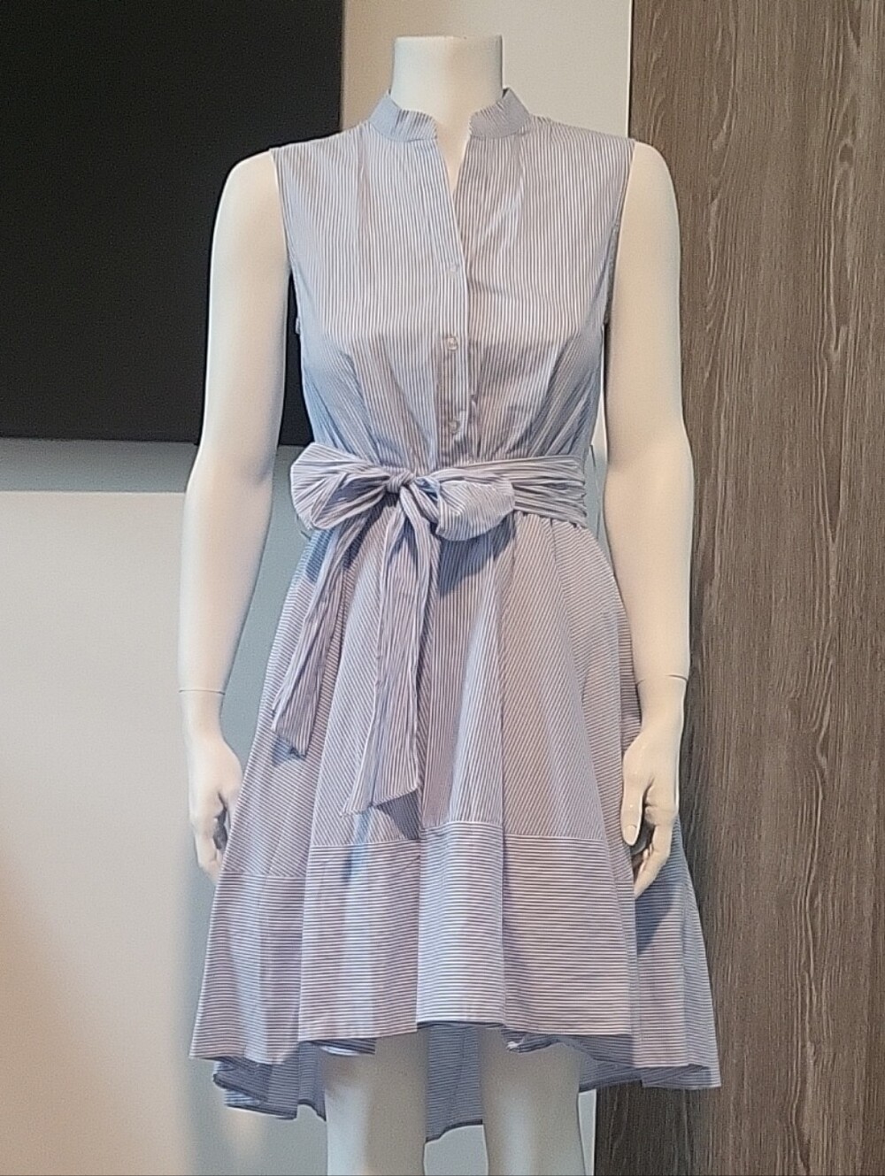 Chicwish Light Blue Sleeveless High-Low Shirt Dress with Waist Tie